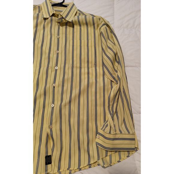 Burberry London Men’s XL Shirt Yellow Blue Stripe Button-Up Made in USA Luxury - Picture 6 of 12